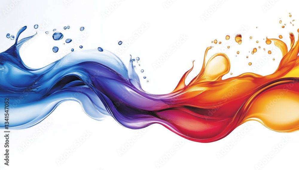 Poster vibrant color spectrum flowing waves, abstract design element for modern creative multicolor theme