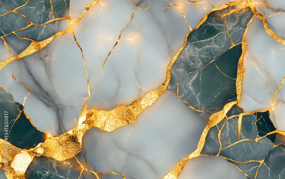 Poster luxurious marble and gold veins, creating an abstract yet elegant seamless pattern