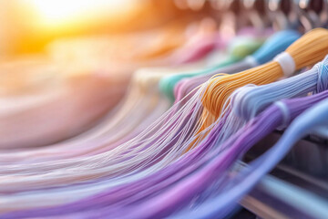 Colorful threads on display