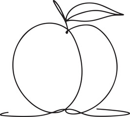 Minimalist Line Art of a Peach Fruit