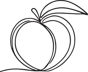 Minimalist Line Art of a Peach Fruit