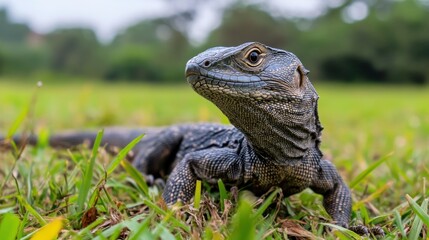 Fototapeta premium Close-Up of a Unique Lizard in a Natural Outdoor Habitat