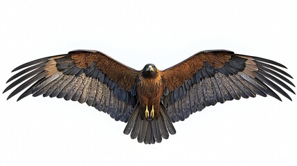 Fototapeta premium Golden Eagle in Flight, White Background