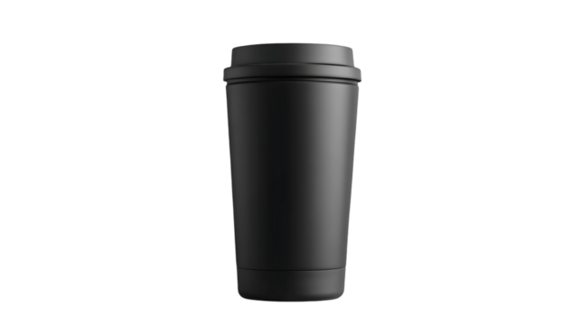 Black matte coffee cup or tumbler on black background
