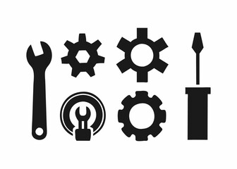 Simple Vector Illustration of Tools and Gears for Repair and Maintenance