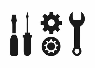Simple Vector Illustration of Tools and Gears for Repair and Maintenance