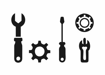 Simple Vector Illustration of Tools and Gears for Repair and Maintenance