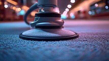 Fototapeta premium Close-up of a cleaning machine on carpet