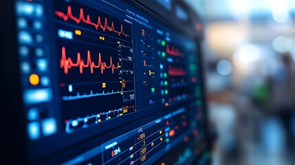 Obraz premium Medical monitor displaying vital signs.
