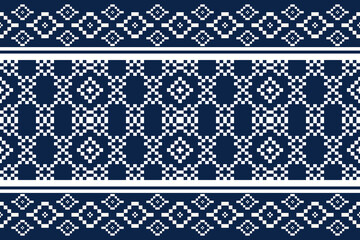 Geometric and cross stitch traditional ethnic pattern.floral pixel art embroidery. Elegance background abstract Aztec seamless pattern for fabric,cloth,dress,carpet,curtain,sarong,batik,wallpaper.