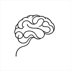 A one-line drawing of a brain silhouette in a minimalistic and hand-drawn style. The design is modern and elegant