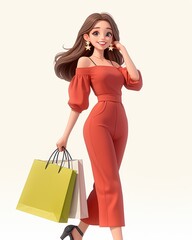 女性开心商场购物消费买买买