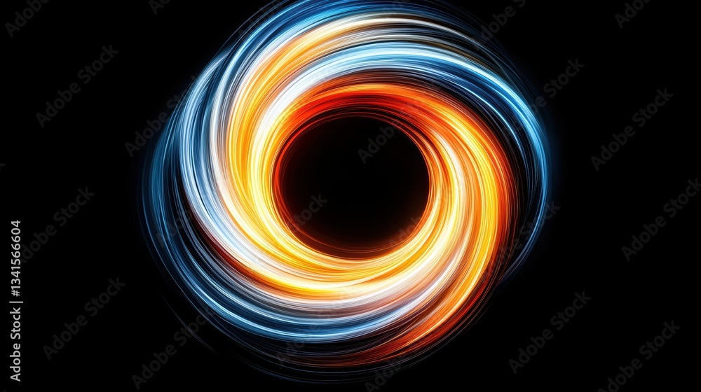 Fototapete a dynamic swirl of blue and orange light, creating a mesmerizing visual effect against a black backg