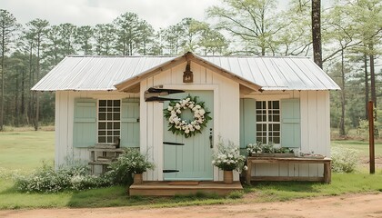 Charming Cottage for Rural Setting, Spring Blooms.