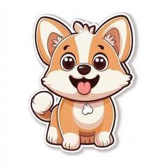 Cute corgi puppy with a playful expression, white isolated background.