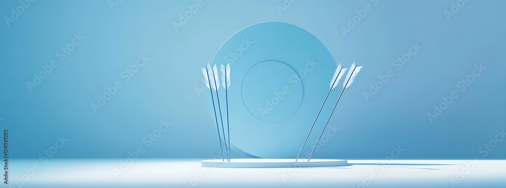 Poster Elegant white plate with arrows arranged creatively emphasizing concepts of precision and direction : Generative AI