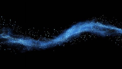 Fototapeta premium Stunning Blue Smoke Wave with Glowing Particles on a Black Background Perfect for Background Use : Generative AI
