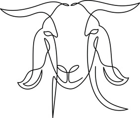 Goat head in one continuous line art drawing style. Minimalist black linear isolated on white background. Capricorn symbol vector illustration. Editable