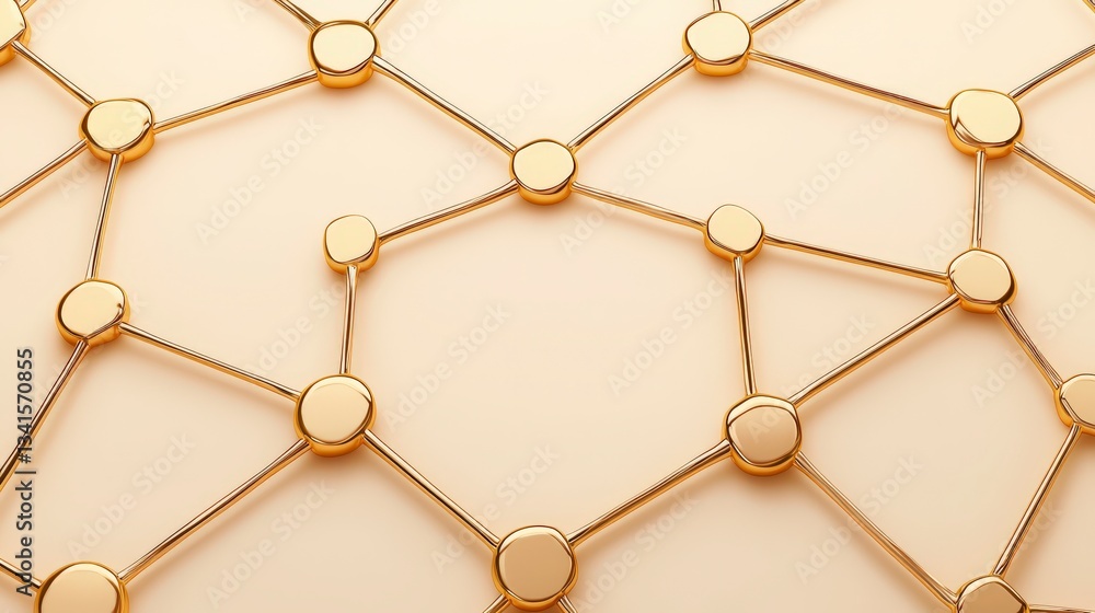 Poster interconnected network: a modern and abstract representation of an intricate network, featuring gold