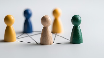 Obraz premium Intriguing wooden figures, a captivating circular arrangement of art and design wooden