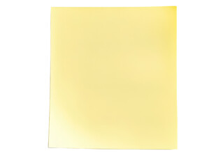 Blank Yellow Note Paper on White Background for Creative Design, Stationery, Office Supplies, Business Notes, and Personal Use Projects
