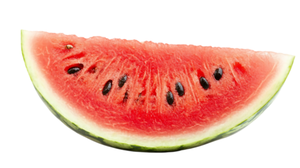 Freshly cut watermelon slice displaying vibrant red flesh and seeds