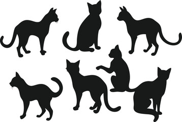 set of cats silhouettes