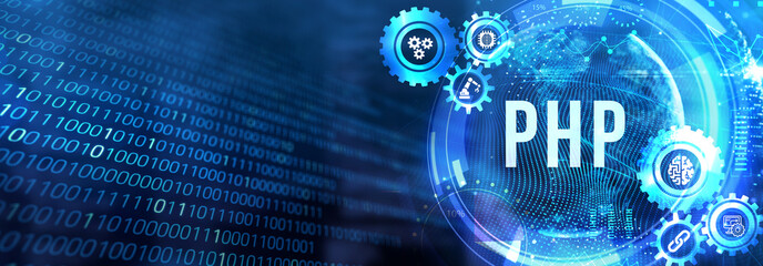 Business, Technology, Internet and network concept. PHP abbreviation. Modern technology concept. 3d illustration
