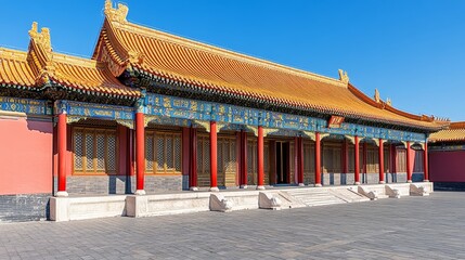 Obraz premium Traditional Chinese Architecture The Majestic Forbidden City in Beijing on a Sunny Day