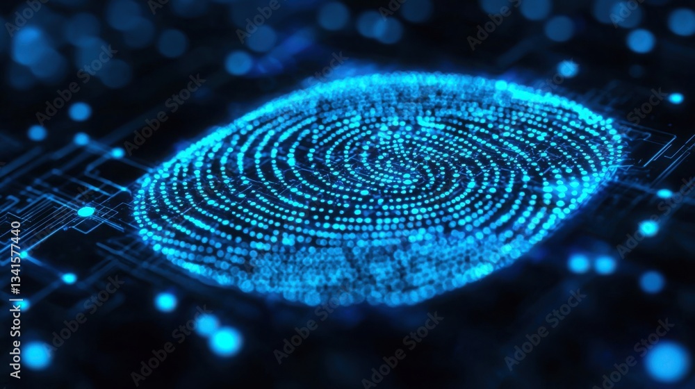 Poster close-up image of a fingerprinted fingerprint illustrating the importance of biometric security toke