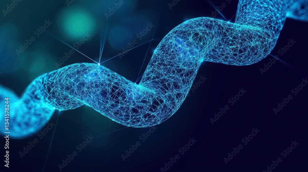 Poster detailed representation of a dna molecule emphasizing the intersection of biology and blockchain sec
