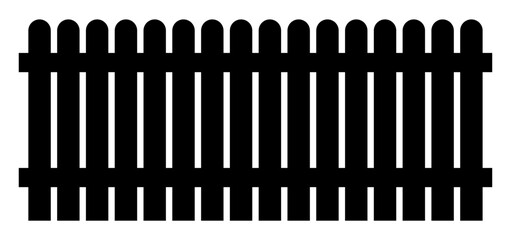 Black fence silhouette isolated on white background
