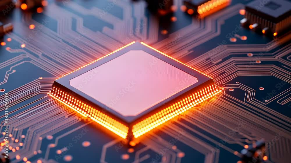 Aufkleber illuminated microchip on circuit board showcases intricate design and technology