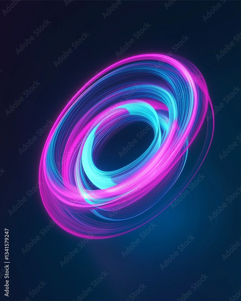 Aufkleber abstract neon swirl: a mesmerizing display of swirling neon lights in shades of vibrant pink and blu