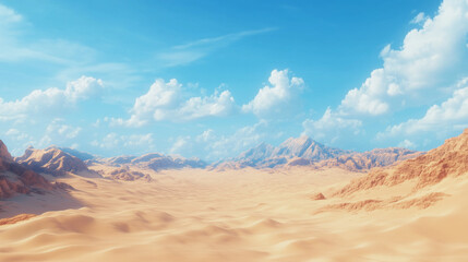 Naklejka premium A vast, untouched desert landscape with rolling sand dunes, evoking solitude and natural beauty
