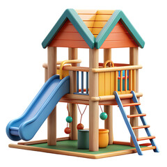 Kids Wooden Playset with Slide
