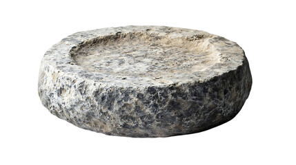 Fototapeta premium Single stone bowl with shallow basin on black background