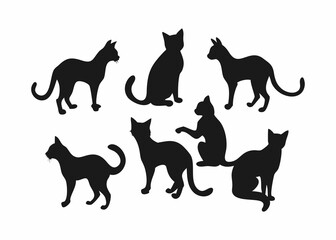 Collection of Simple Black Cat Silhouettes