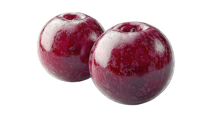 Obraz premium Ripe red apples and plums, a sweet, healthy fruit snack isolated on a crisp white background