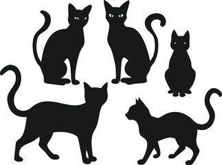 Collection of Simple Black Cat Silhouettes