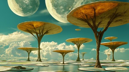 Alien Landscape Floating Worlds