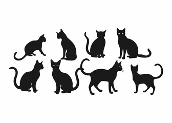 Collection of Simple Black Cat Silhouettes