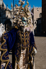 Italian Carnival Figure: Masked and Ornate with Unique Headpiece