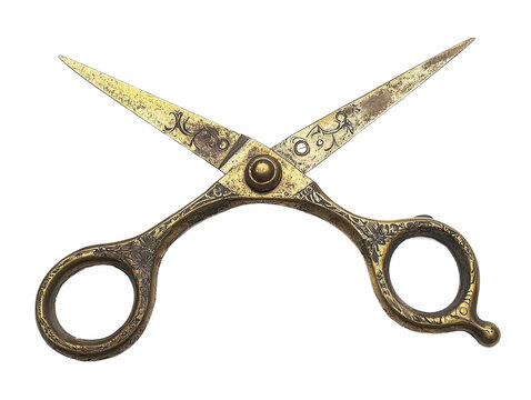 Vintage ornate scissors with intricate designs and elegant craftsmanship, perfect for retro-style decor and artistic projects enhancing aesthetic value