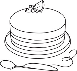 Minimalist Line Art of Delicious Cheesecake