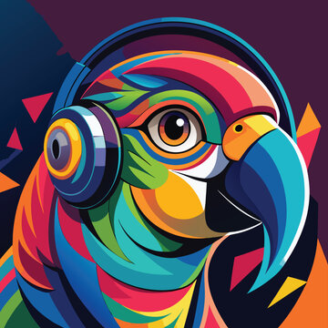 create-a-vibrant-parrot-with-headphones-in-a-bold