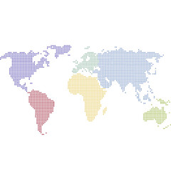 Obraz premium Dotted color world map vector.