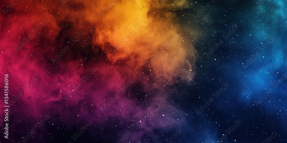 Poster cosmic nebula: a mesmerizing swirl of vibrant hues paints the canvas, an explosion of color as cloud