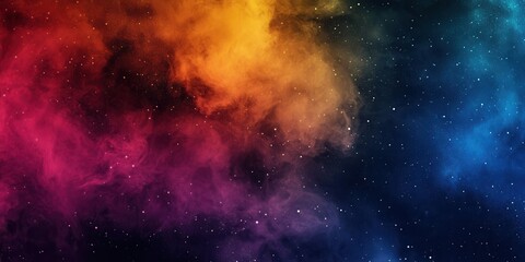 Fototapeta premium Cosmic Nebula: A mesmerizing swirl of vibrant hues paints the canvas, an explosion of color as clouds of cosmic dust and gas mingle to create a breathtaking display.