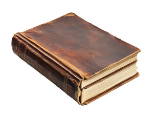 Obraz premium Vintage leather-bound book with worn cover and aged pages, perfect for historical themes and classic literature concepts in photography and design